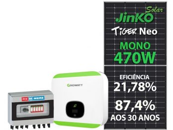 Kit Solar Growatt Colonial 6.11kWp – Jinko Tiger Neo Mono 470W – Inversor MIN 5kW – 2MPPT – Mono – 220V